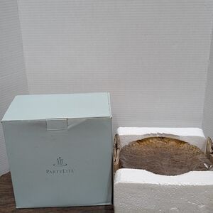 PartyLite Siena Lights Amber Glass Salad Plate Set Of 4